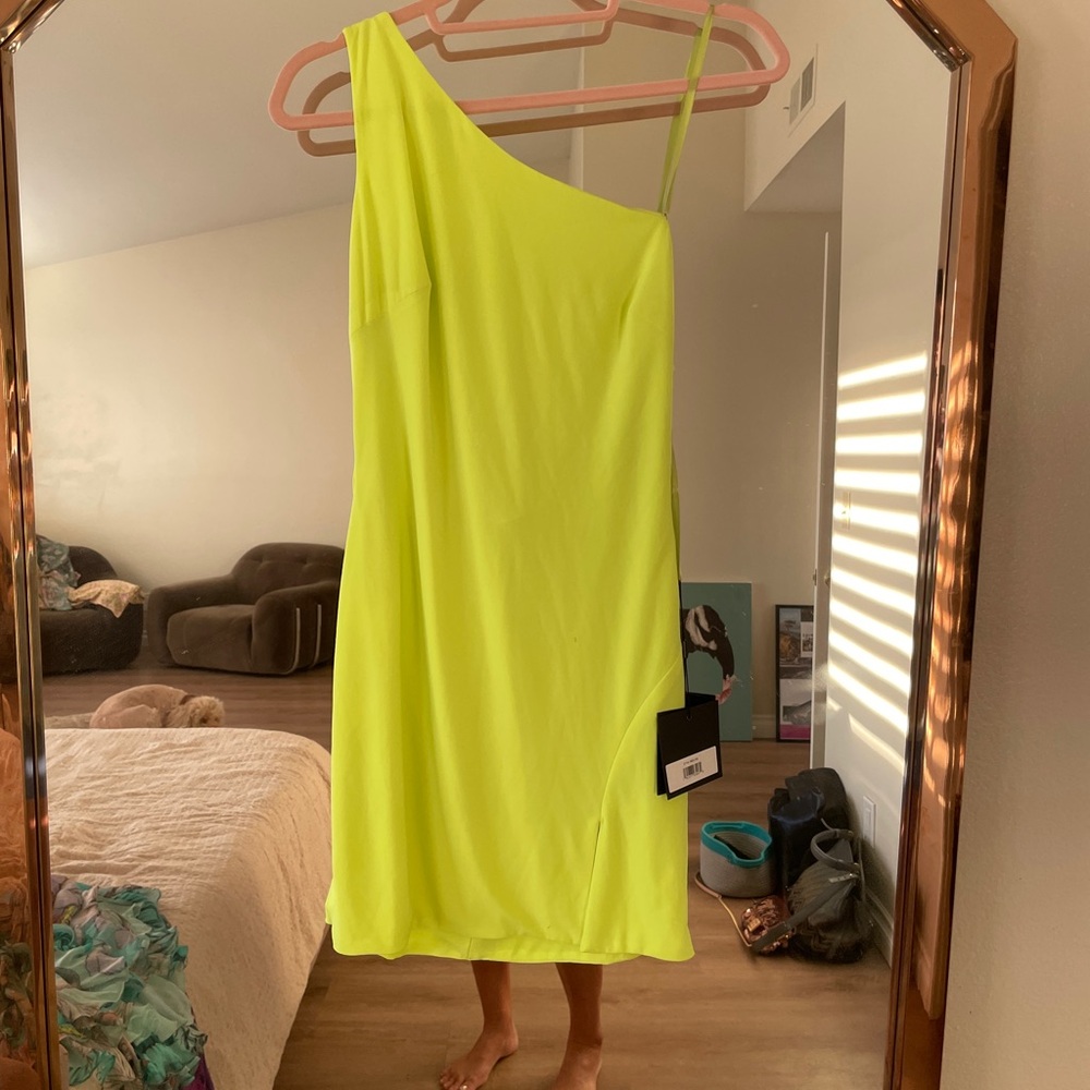 One-Shoulder Neon Yellow Dress